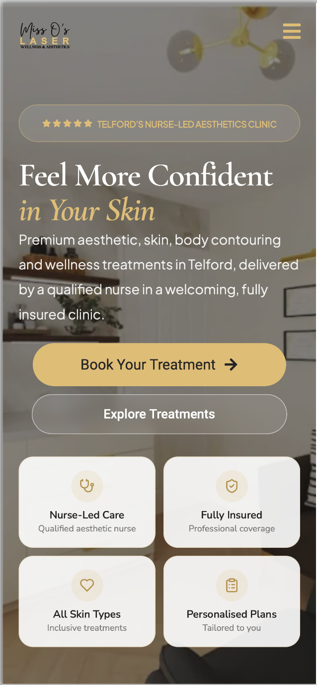 Redesigned Miss O’s homepage — mobile