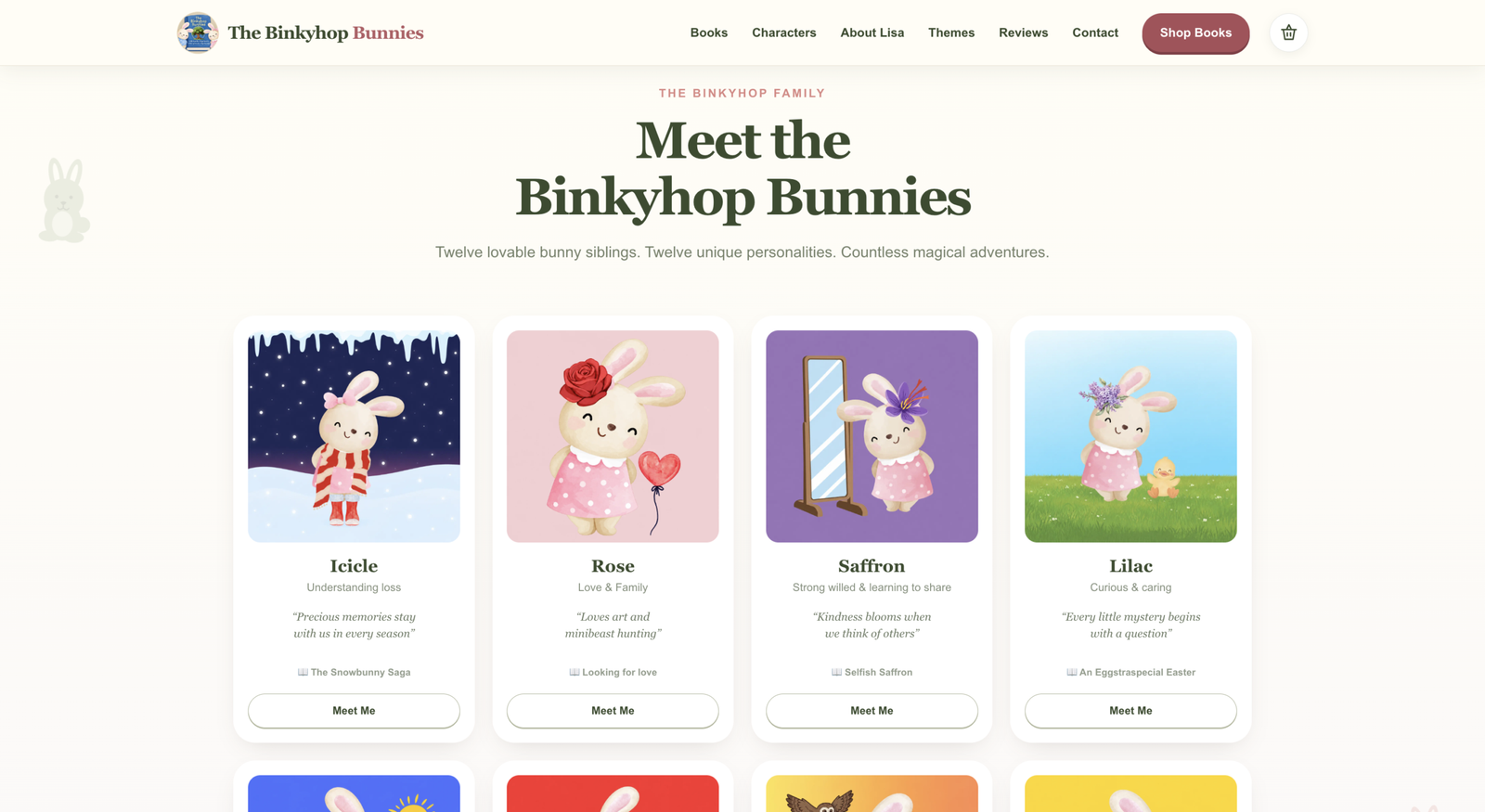 New website — meet the bunny characters