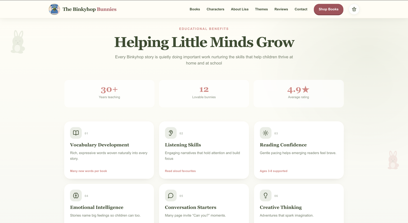 New website — educational benefits and learning themes